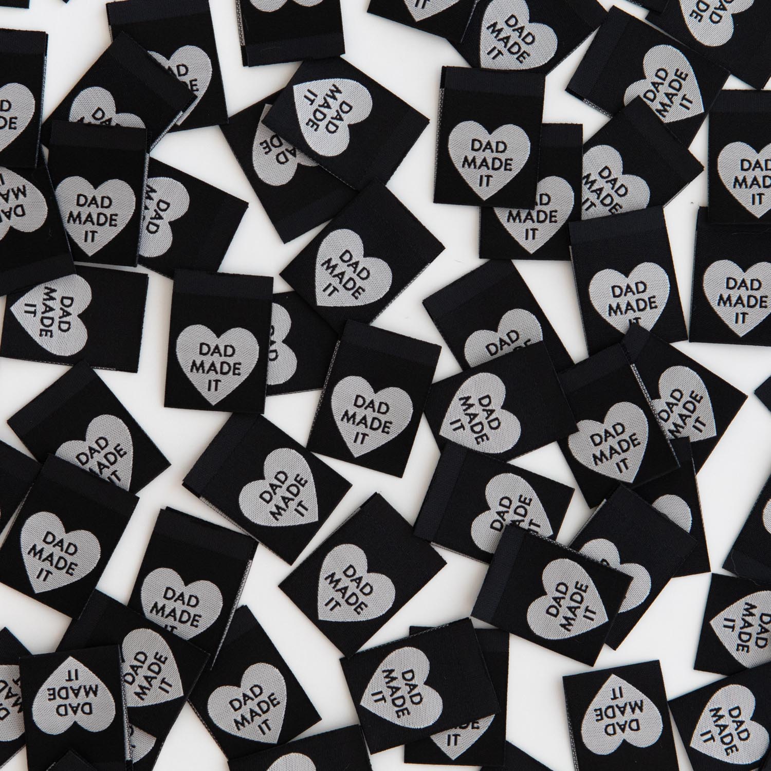 Dad Made It Heart Woven Labels - Sewing Woven Clothing Tags
