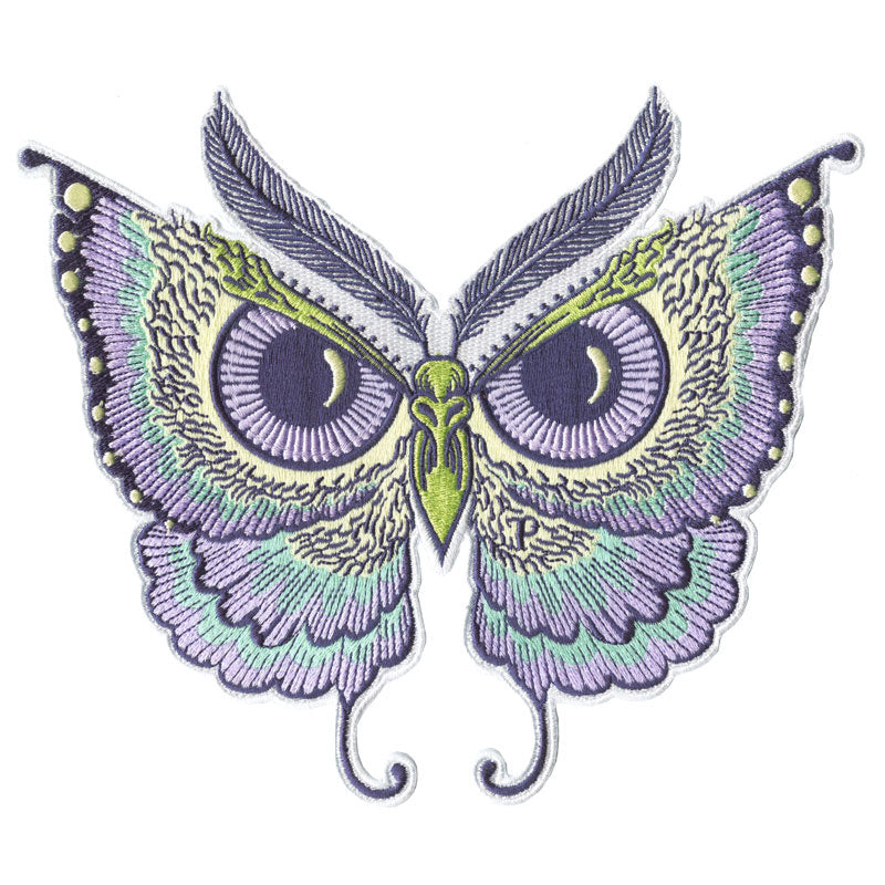 Pinkerville Owl Butterfly Iron On Embroidered Patch