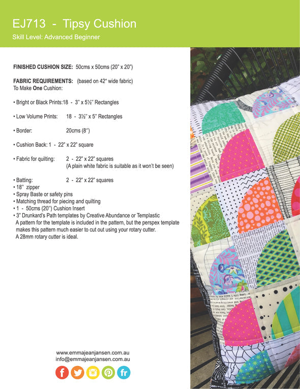 Tipsy Cushion Pattern & Acrylic Template Set
