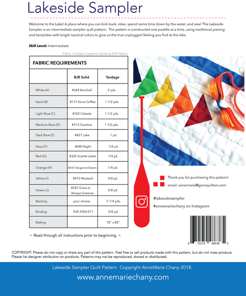 Lakeside Sampler Quilt Pattern - Paper Copy