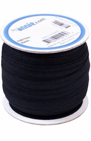 Fold-over Elastic 3/4in Black - PER QUARTER METRE