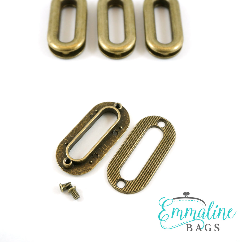 1" Oblong Screw Together Grommets Antique Brass (4 Pack)