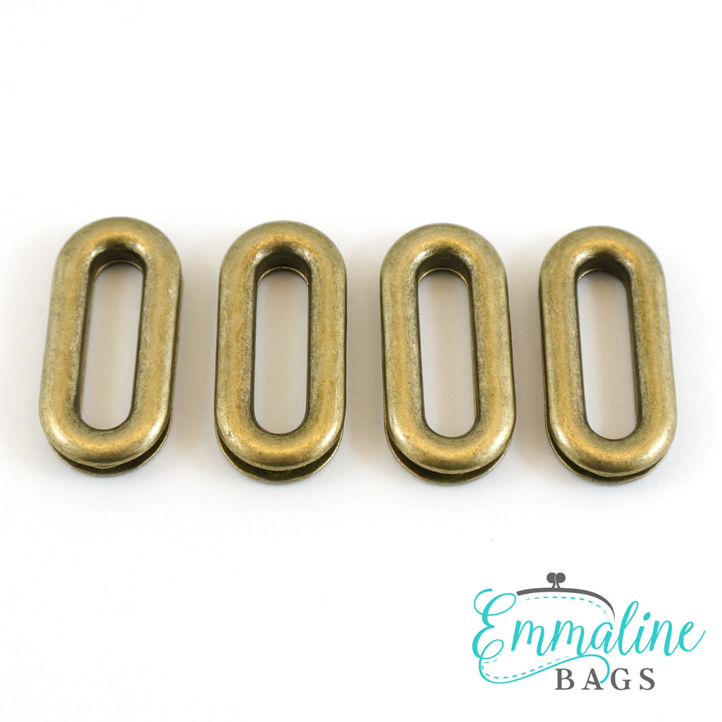 1" Oblong Screw Together Grommets Antique Brass (4 Pack)