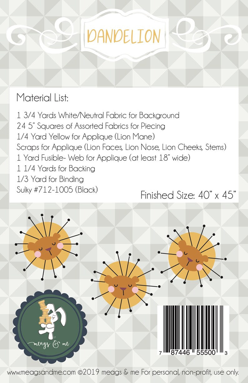 Dandelion Paper Pattern