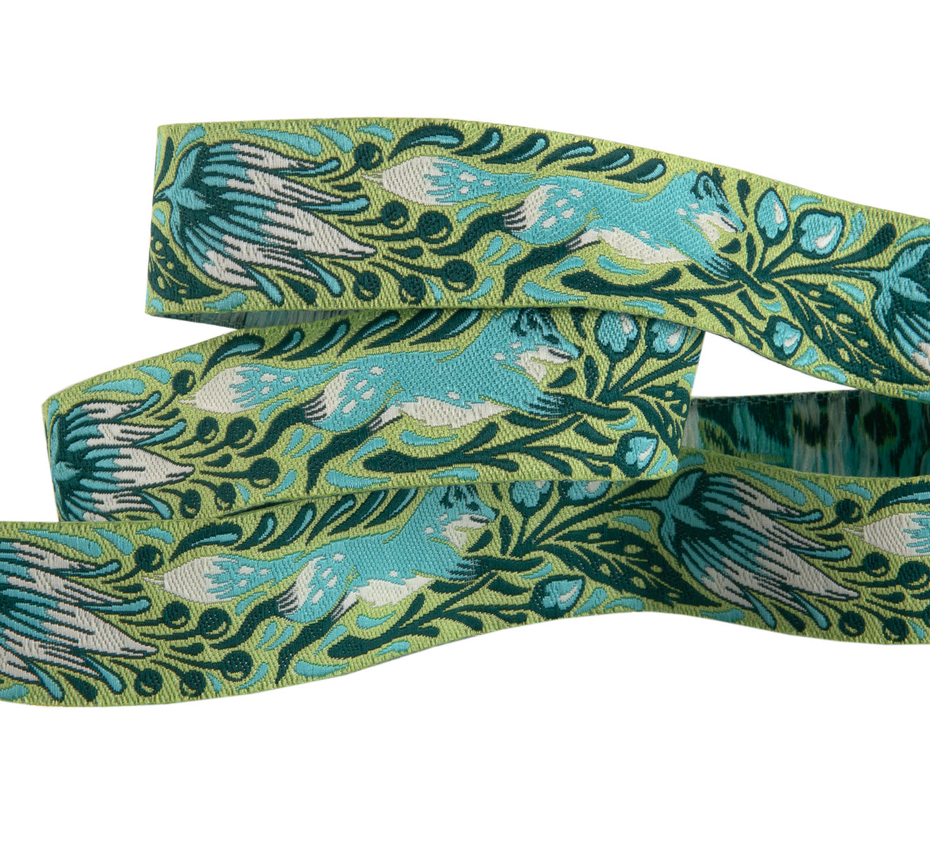 Out Foxed Green 7/8"- Glow Tula Pink Tiny Beasts - PRICE PER QUARTER METRE