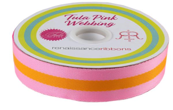 Orange Fizz - 1.5" - Tula Pink Webbing - PER QUARTER METRE