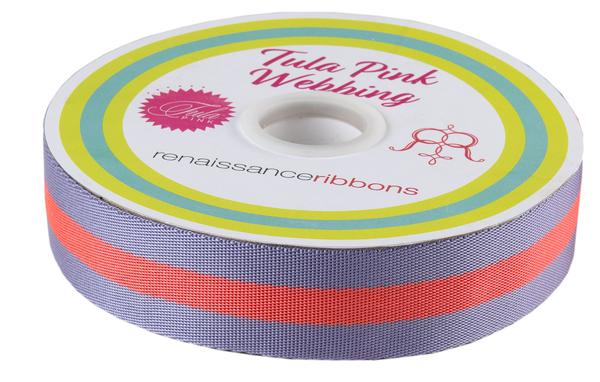Peach Berry - 1.5" - Tula Pink Webbing - PER QUARTER METRE