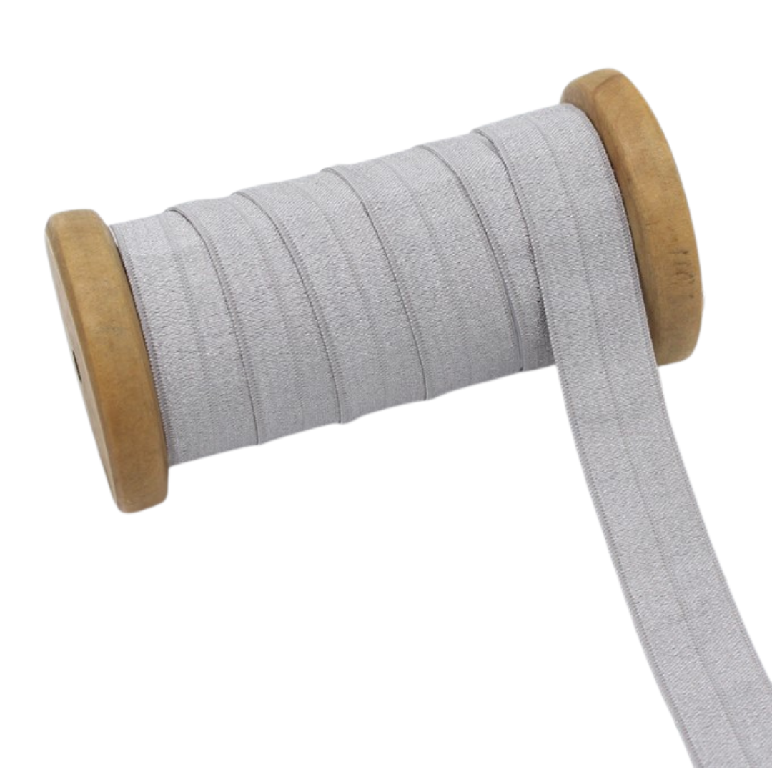Fold-over Elastic 3/4in Silver - FULL ROLL