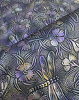 Retro Embossed Floral with Butterflies & Dragonflies Antique Brass/Purple Iridescent 18"x 53" - SOLD PER ROLL