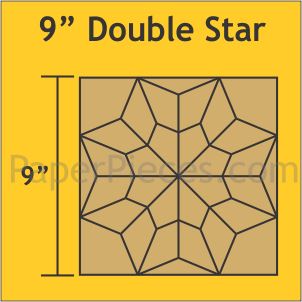9&quot; Double Star Block - 3/8&quot; Windowed Seam Acrylic Templates