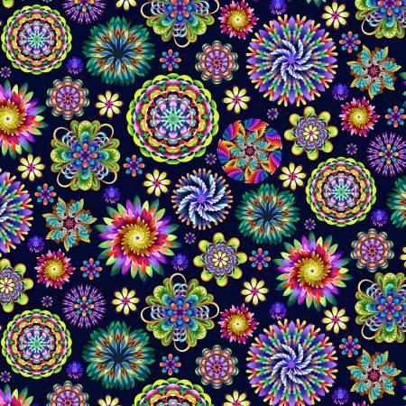 Fractal Forest-Digital Mini Floral Indigo - Art Loft - PER QUARTER METRE