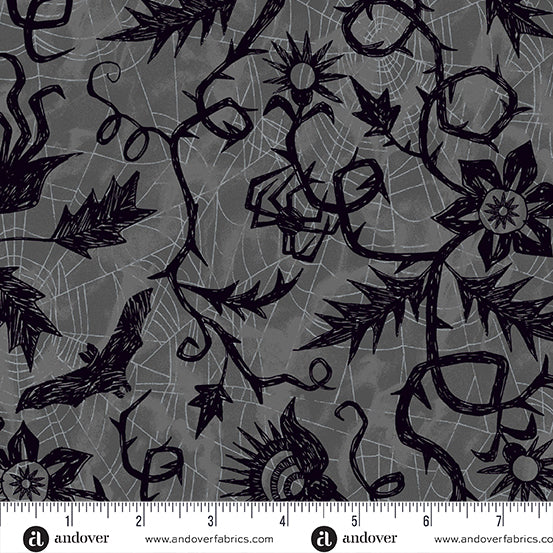 Nevermore Candy Stripe Grey - Andover Fabrics - PER QUARTER METRE Nevermore Candy Stripe Grey - Andover Fabrics - PER QUARTER METRE