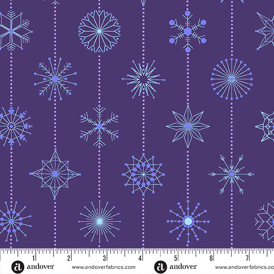 PRE ORDER JUNE 2024 - Deco Frost Snowflakes Winter Plum - Giucy Giuce - PER QUARTER METRE