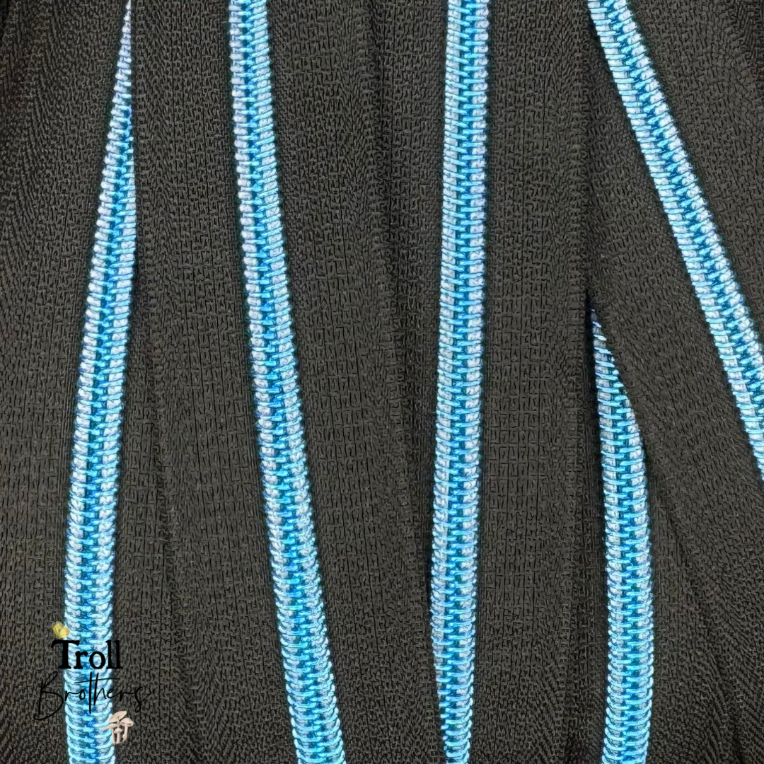Rectangle Pull Zipper Pack - Black Zipper Tape with Sapphire Blue Teeth