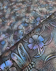 Retro Embossed Floral with Butterflies & Dragonflies Wine/Blue Iridescent 18"x 53" - SOLD PER ROLL