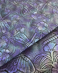 Retro Embossed Floral with Butterflies & Dragonflies Purple/Teal Iridescent 18"x 53" - SOLD PER ROLL