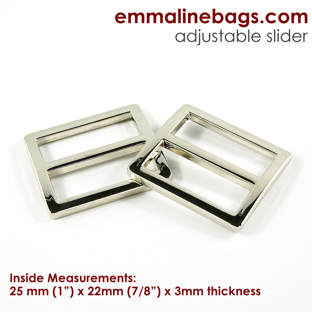 Flat Strap SLIDERS (2 Pack) - 1&quot; (25mm) Nickel
