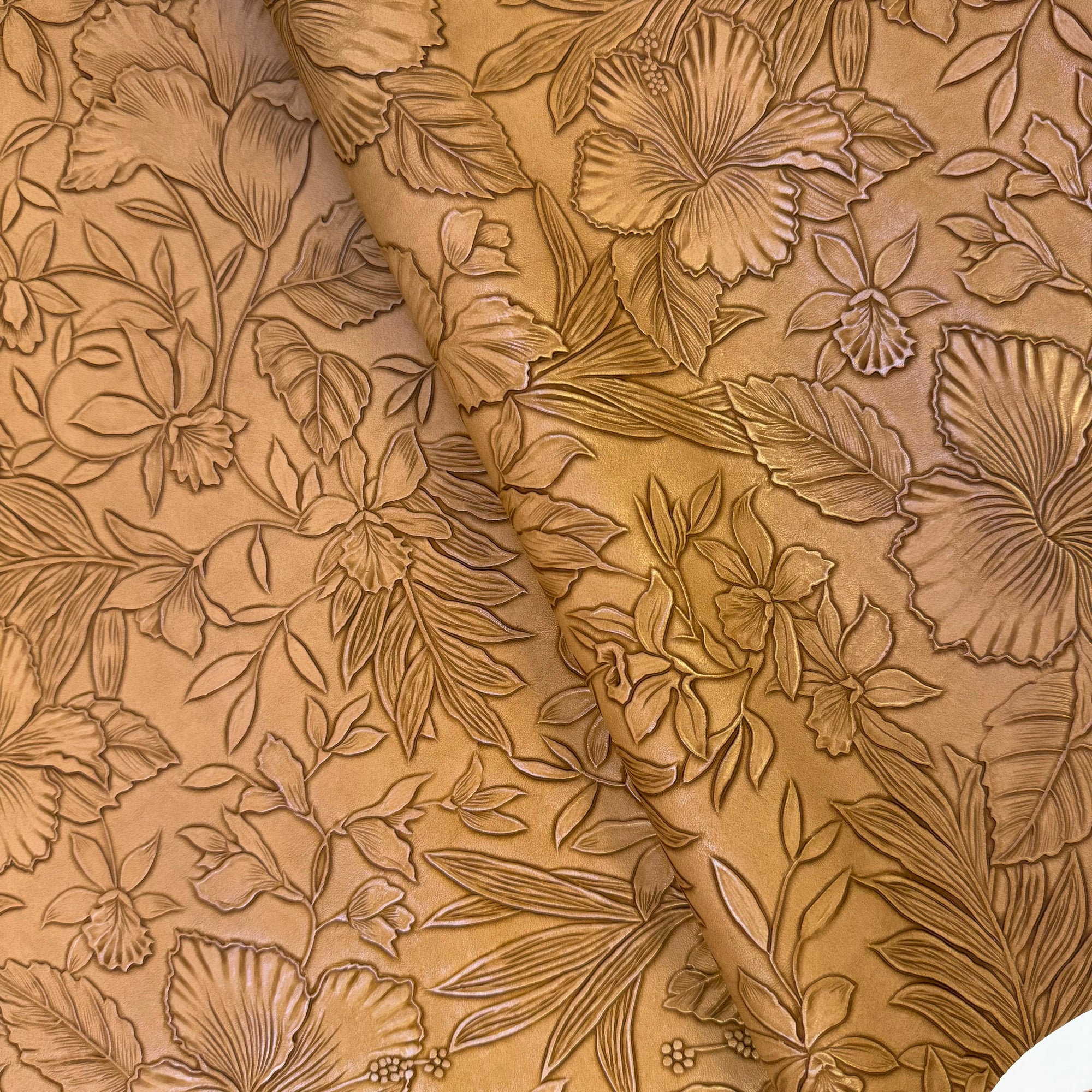 Vintage Embossed Floral Vinyl Cappuccino 18&quot;x 53&quot; - SOLD PER ROLL