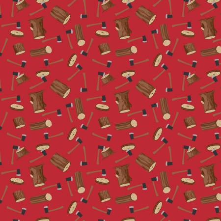 Woodsman Axe Red - Lori Whitlock - PER QUARTER METRE Woodsman Axe Red - Lori Whitlock - PER QUARTER METRE