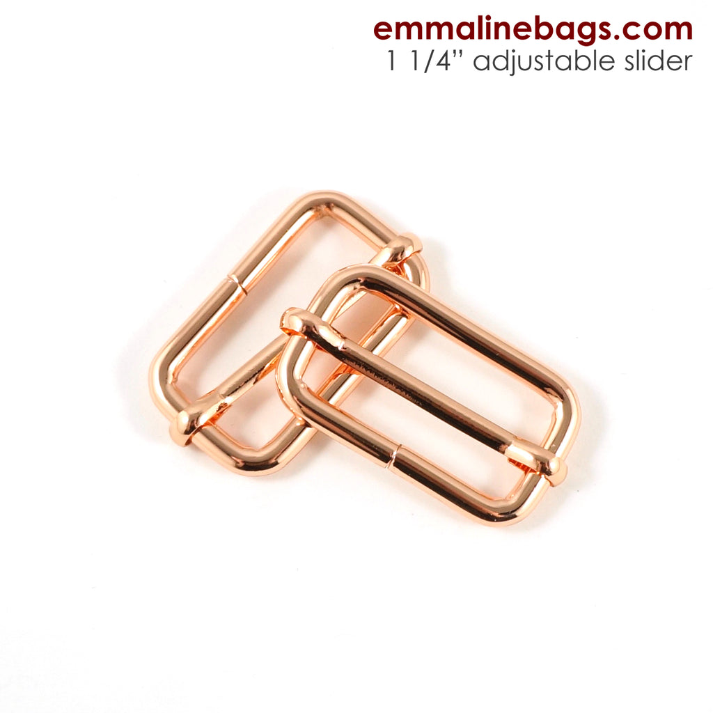 Adjustable Sliders 1 1/4&quot; 34 mm (1 1/4&quot;) x 16 mm (5/8) x 3.75 mm thick Rose Gold - 2 Pack