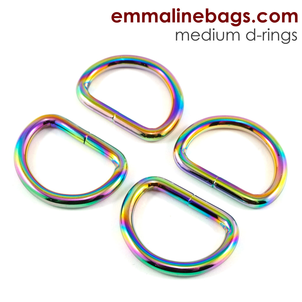 D-rings: 3/4&quot; Thin Iridescent Rainbow - 4 Pack