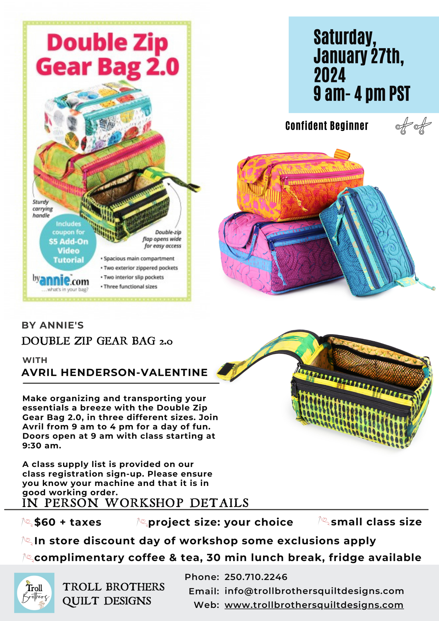 Double Zip Gear Bag 2.0 - In Person Workshop with Avril Valentine