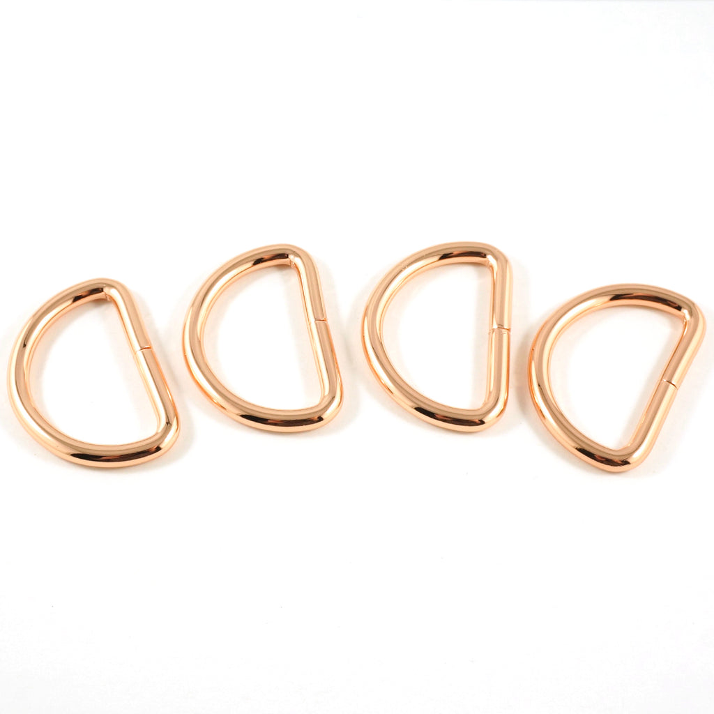 D-rings: 3/4&quot; Thin Rose Gold/Copper - 4 Pack