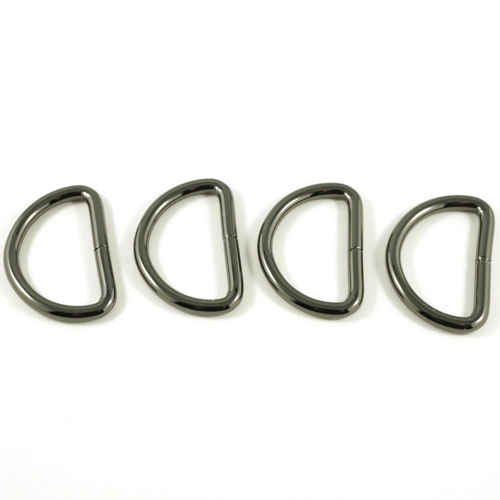 D-rings: 3/4&quot; Thin Gunmetal - 4 Pack
