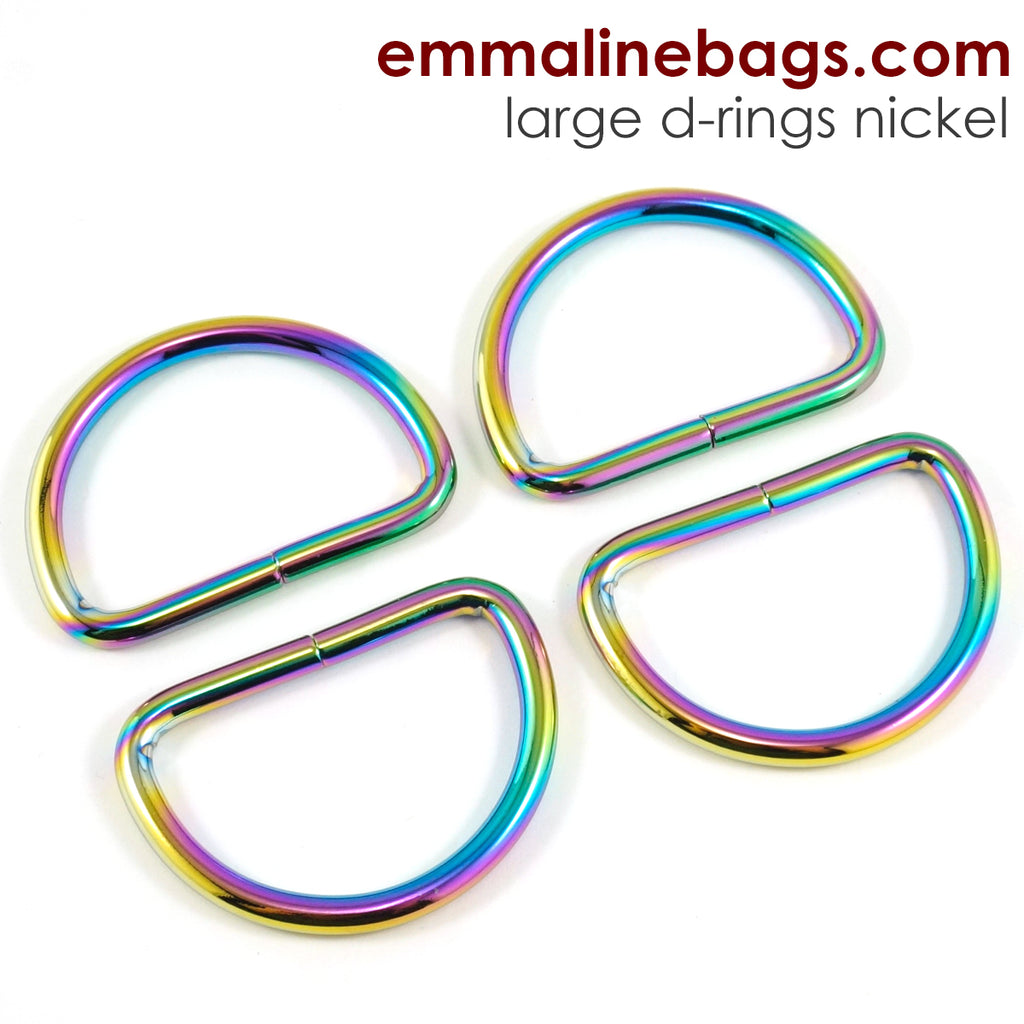 D-rings: 1 1/2&quot; Iridescent Rainbow - 4 Pack