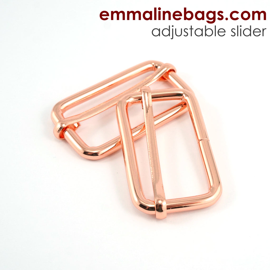 Adjustable Sliders 1 1/2&quot; (38 mm) x 3/4&quot; (12 mm) x 3.75 mm Rose Gold/Copper - 2 Pack