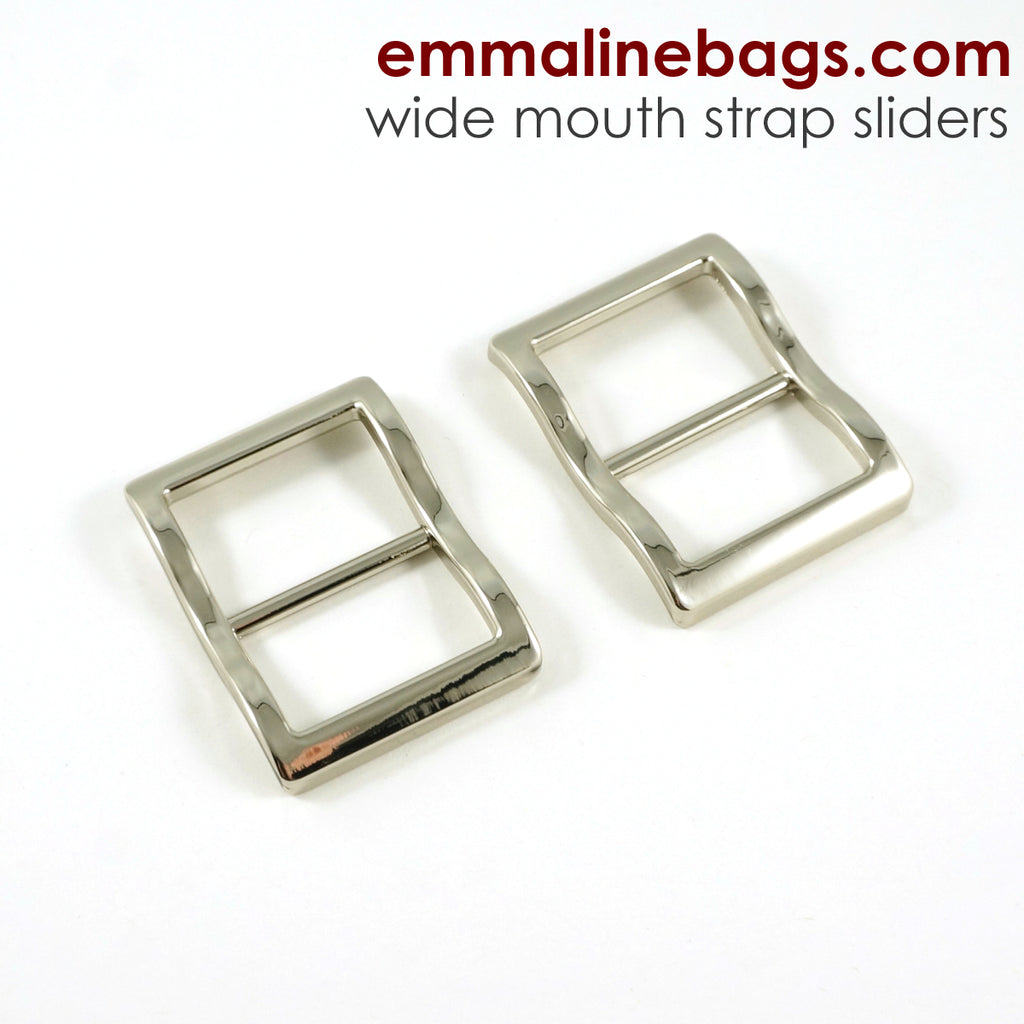 Wide Mouth Strap Sliders - (Extra Wide) For thicker straps (2 Pieces) - 3/4&quot; (18mm) Nickel