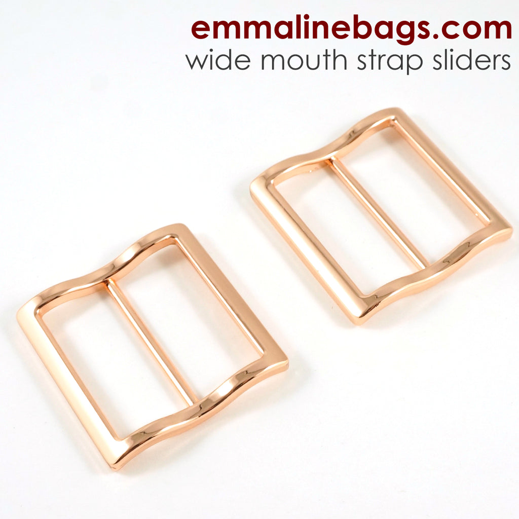 Wide Mouth Strap Sliders - (Extra Wide) For thicker straps (2 Pieces) - 1 1/2&quot; (25mm) Rose Gold/Copper