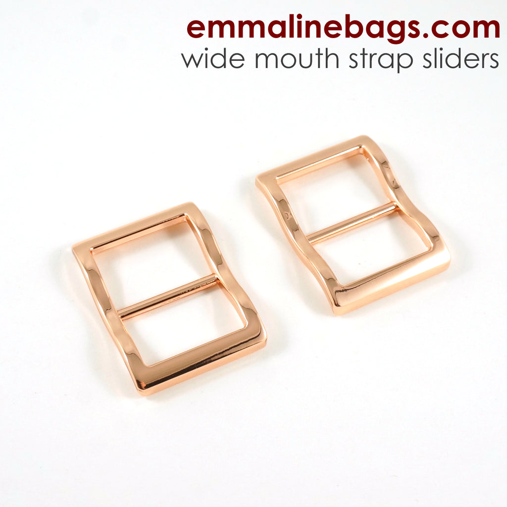 Wide Mouth Strap Sliders - (Extra Wide) For thicker straps (2 Pieces) - 3/4&quot; (25mm) Rose Gold/Copper