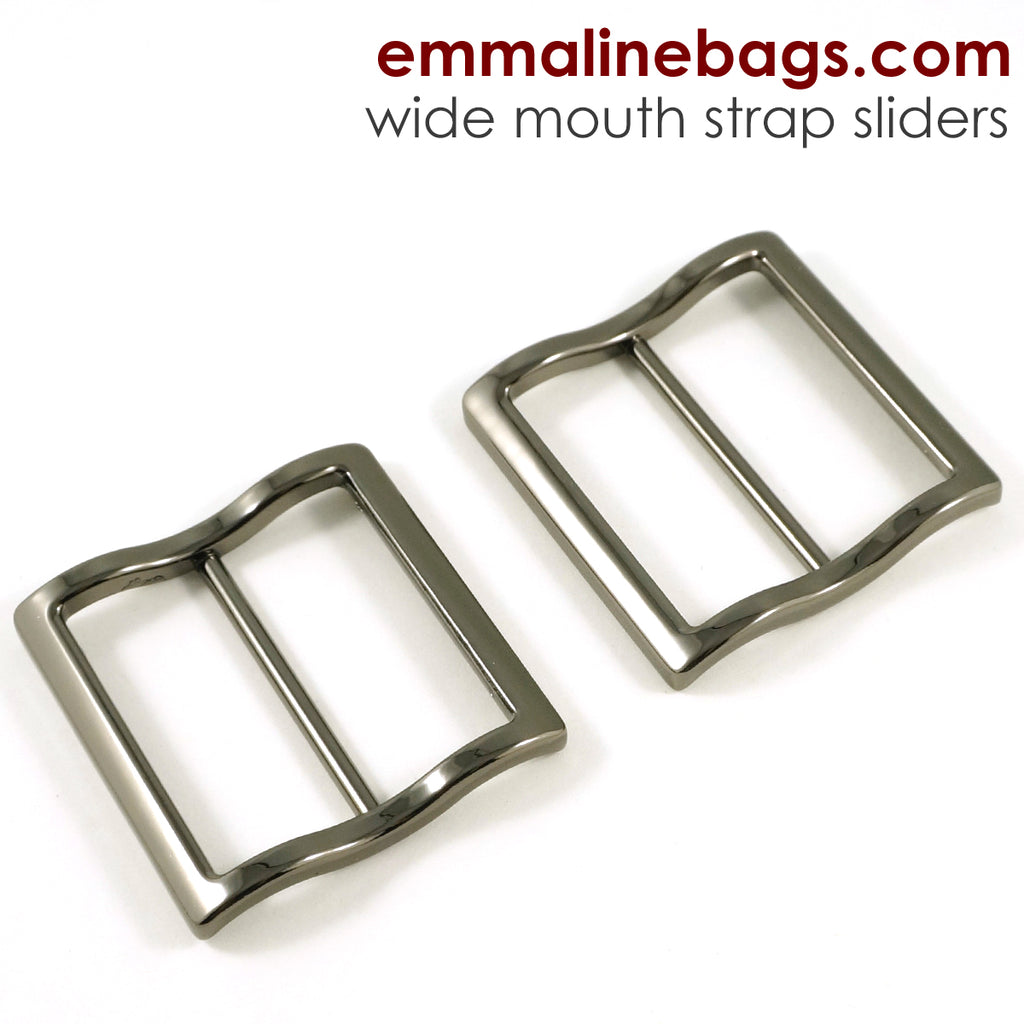 Wide Mouth Strap Sliders - (Extra Wide) For thicker straps (2 Pieces) - 1 1/2&quot; (25mm) Gunmetal