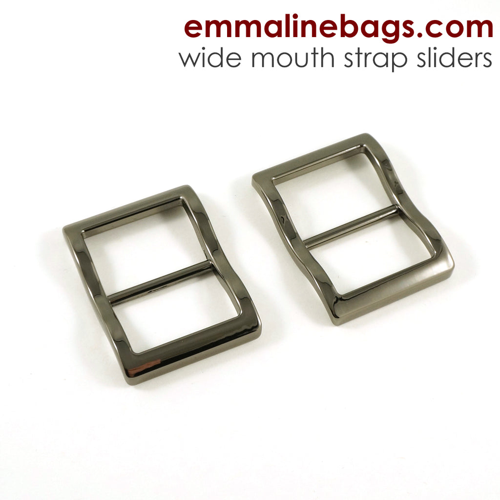 Wide Mouth Strap Sliders - (Extra Wide) For thicker straps (2 Pieces) - 1&quot; (25mm) Gunmetal