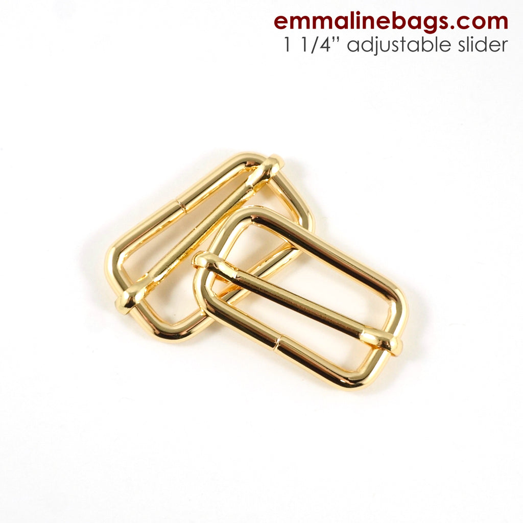 Adjustable Sliders 1 1/4&quot; 34 mm (1 1/4&quot;) x 16 mm (5/8) x 3.75 mm thick Gold - 2 Pack