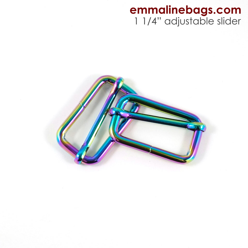 Adjustable Sliders 1 1/4&quot; 34 mm (1 1/4&quot;) x 16 mm (5/8) x 3.75 mm thick Iridescent - 2 Pack