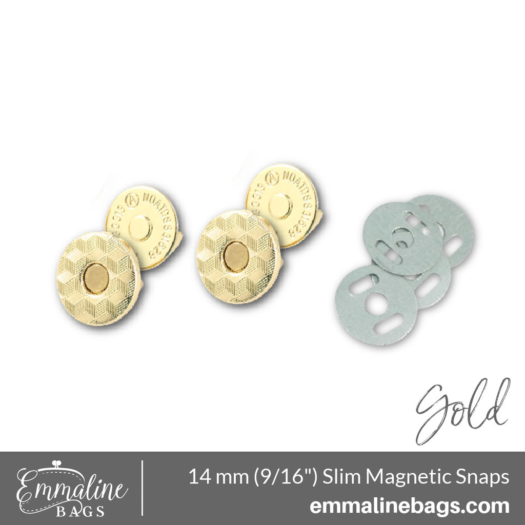 Magnetic Snap Closures- 9/16&quot; (14 mm) Slim in Gold (2 pack)