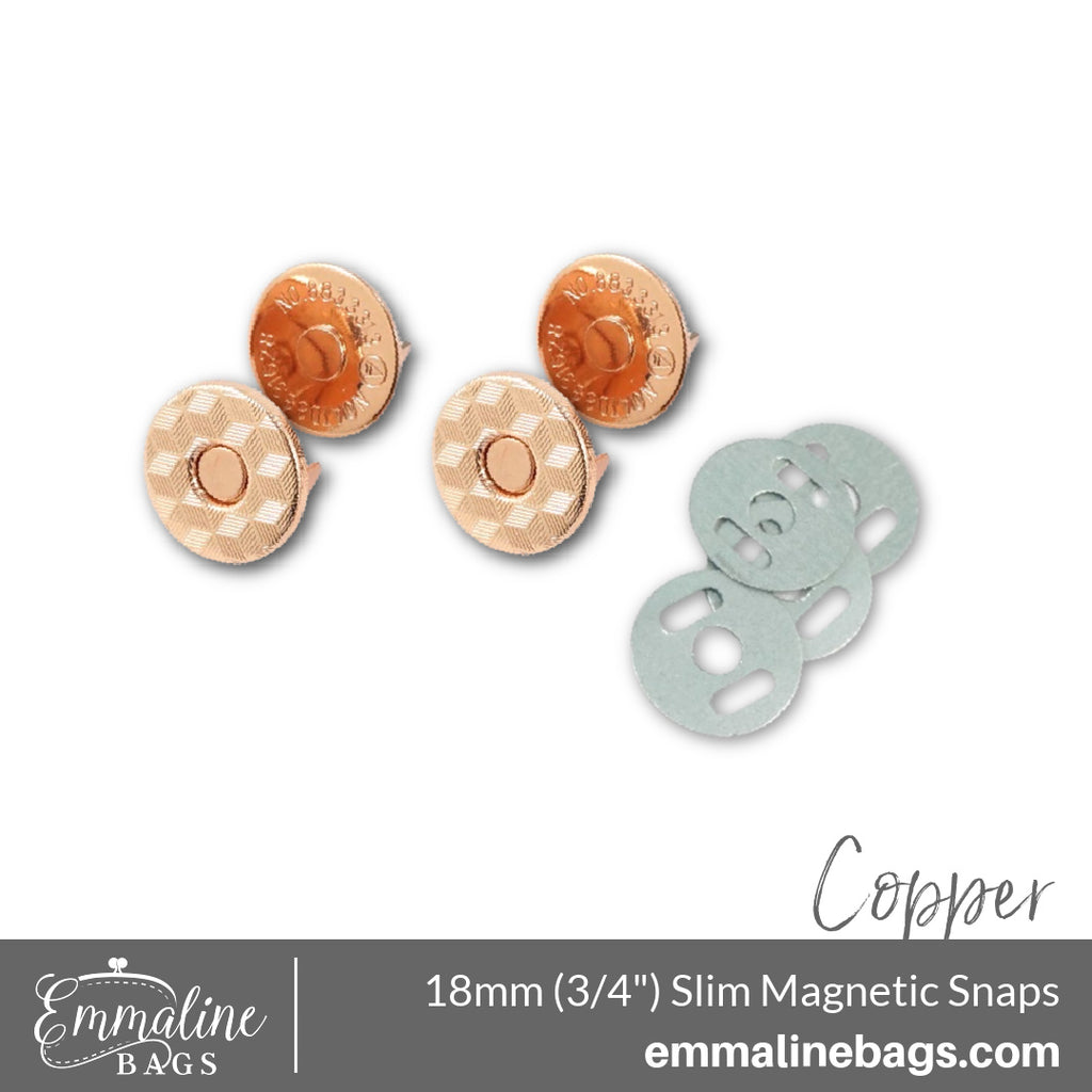 Magnetic Snap Closures: 3/4&quot; (18 mm) SLIM (2 Pack) - Rose Gold/Copper