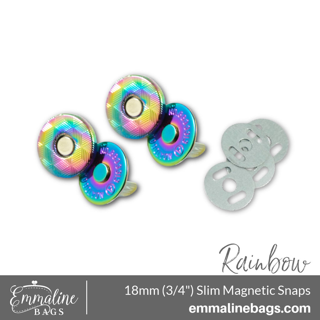 Magnetic Snap Closures: 3/4&quot; (18 mm) SLIM (2 Pack) - Iridescent Rainbow
