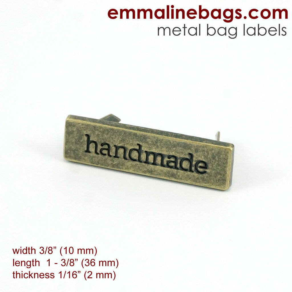 Metal Bag Label: &quot;handmade&quot; - Antique Brass