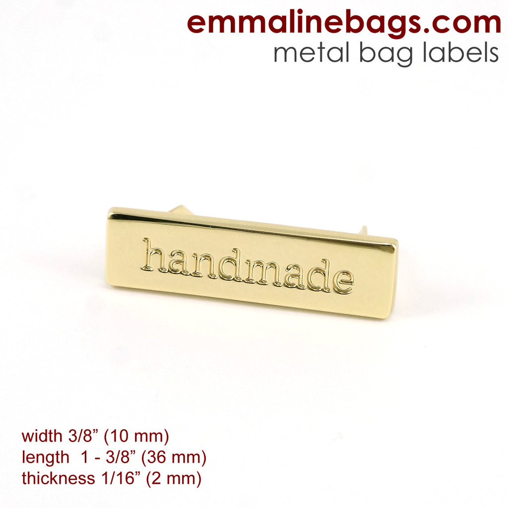 Metal Bag Label: &quot;handmade&quot; - Gold