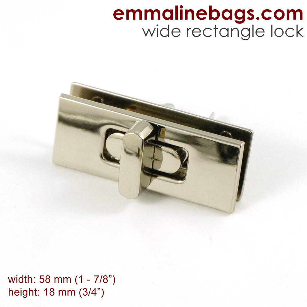 Wide Rectangular Bag Lock - Nickel