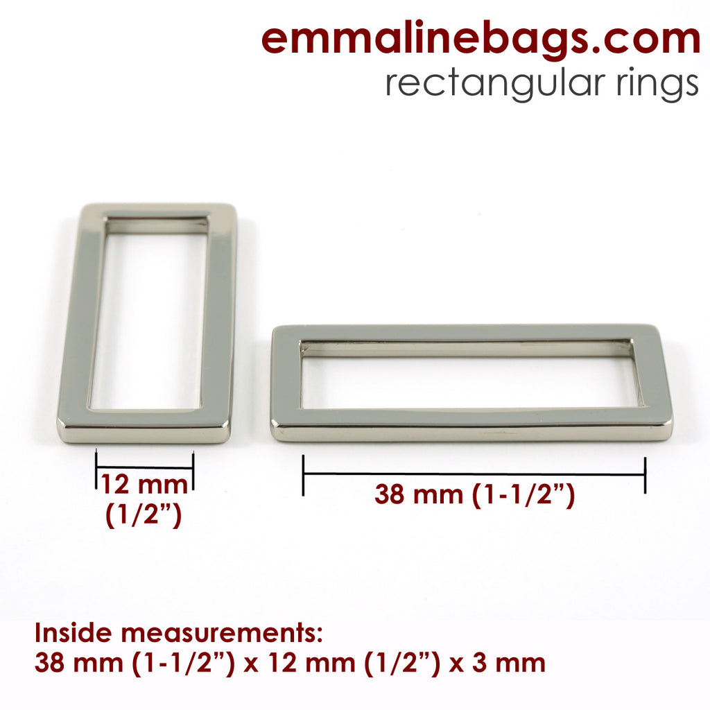 Flat Rectangular Rings (4 Pack) 1 1/2&quot; (38 mm) x 1/2&quot; (12 mm) x 3 mm - Nickel