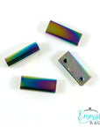 Rectangular Strap End Caps Iridescent Rainbow (1" wide) (4 Pack)