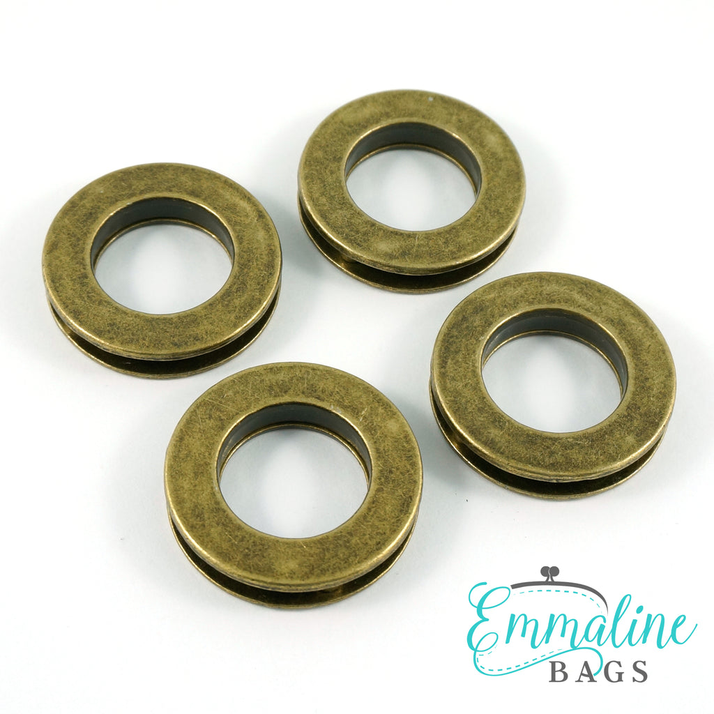 Screw Together Grommets: 3/4&quot; Round (4 Pack) Antique Brass