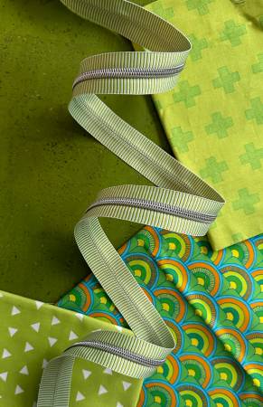 Lime Stripe Zipper Tape with Nickel Teeth