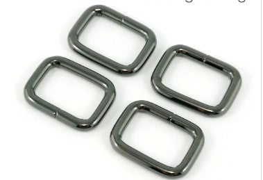Rectangular Rings 1&quot; (25 mm) x 5/8&quot; (15 mm) x 3.75 mm Gunmetal - 4 Pack