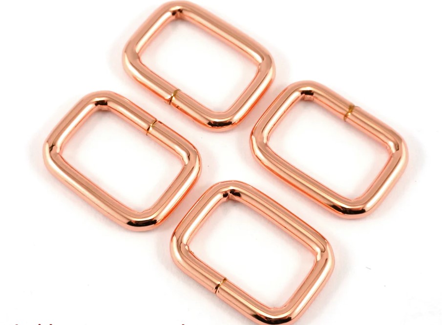 Rectangular Rings 1&quot; (25 mm) x 5/8&quot; (15 mm) x 3.75 mm Rose Gold - 4 Pack