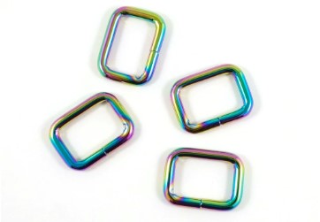 Rectangular Rings 1&quot; (25 mm) x 5/8&quot; (15 mm) x 3.75 mm Iridescent - 4 Pack